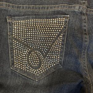 Bebe Jeans‎ Wm Knockout 27” Waist Logo Adriatic Wash Bling Pockets EUC Skinny